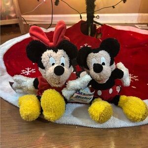 Vintage 1999 Disney Mickey and Minnie Plush Set - Red, Black, Yellow